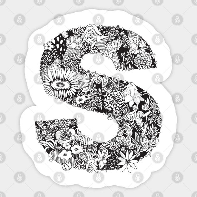 Floral Letter S Sticker by HayleyLaurenDesign